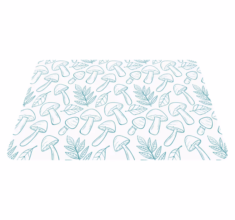 Tapis vinyle fleurs et plantes motif champignons bleu clair - TenStickers