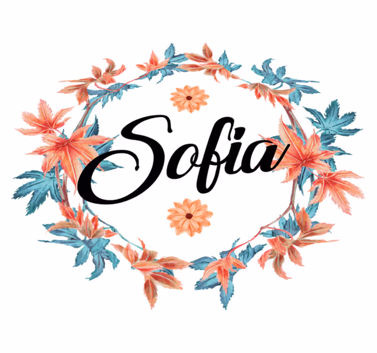 Tapis vinyle fleurs et plantes couronne automnale avec nom - TenStickers