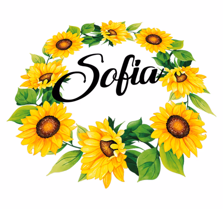 Tapis vinyle fleurs et plantes couronne d'été avec nom - TenStickers