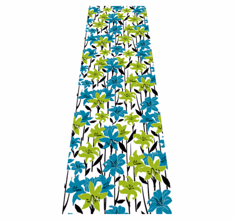 Tapis vinyle chambre motif pochoir floral - TenStickers