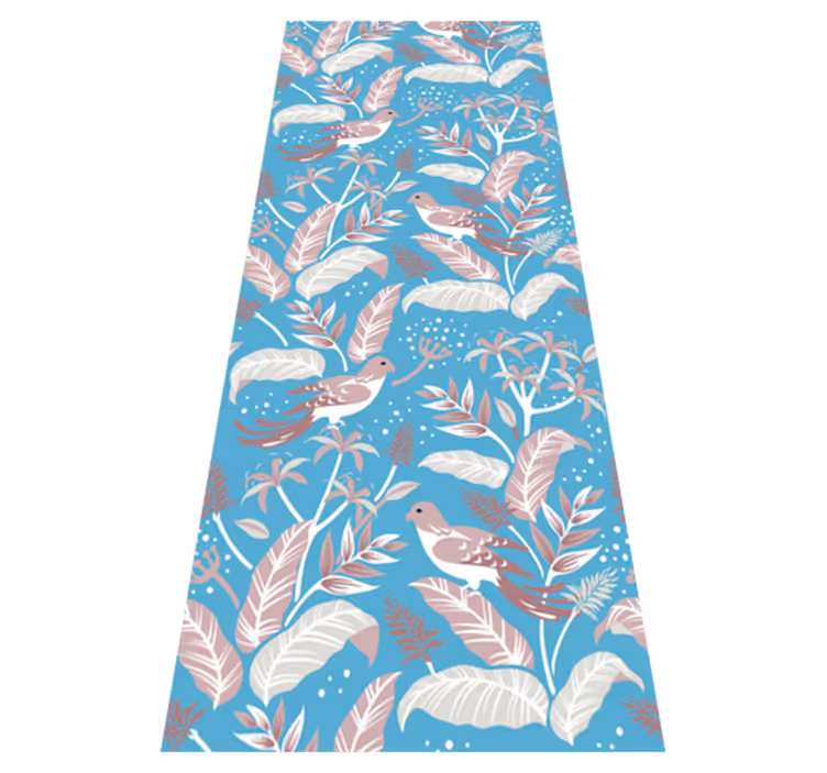 Tapis vinyle chambre bords blancs sur feuilles tropicales - TenStickers