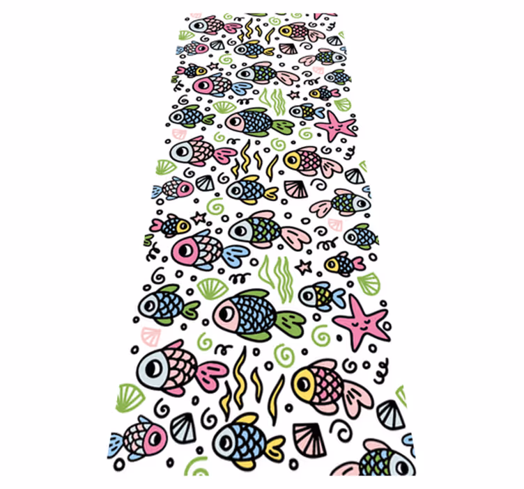 Tapis vinyle chambre motif poissons multicolores - TenStickers