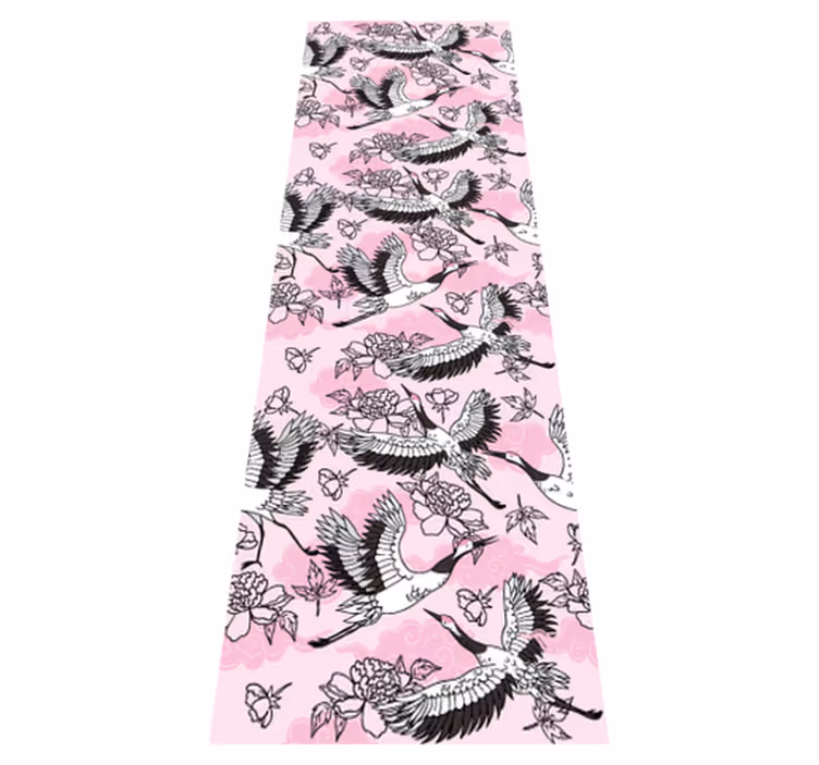Tapis vinyle chambre motif moderne oiseaux roses - TenStickers