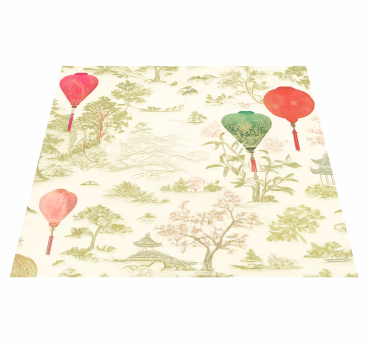 Tapis vinyle chambre paysage chinois oriental - TenStickers
