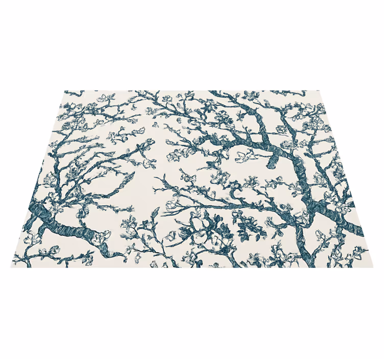Tapis vinyle chambre design arbre bleu foncé - TenStickers