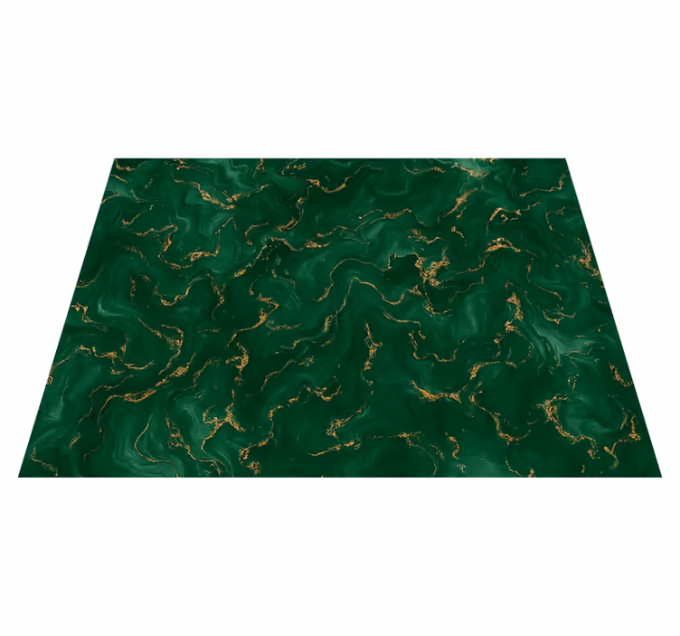 Tapis vinyle chambre vert émeraude marbré or - TenStickers