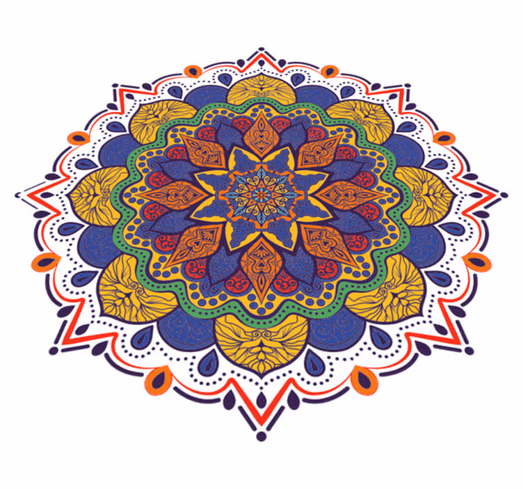 Tapis vinyle géométrique mandala fleuri coloré - TenStickers