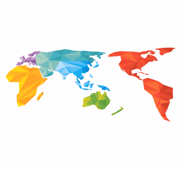 Tapis vinyle géométrique carte du monde colorée - TenStickers