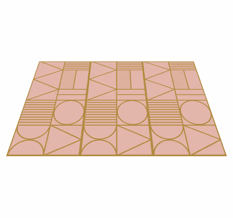 Tapis vinyle géométrique blocs doré et rose - TenStickers