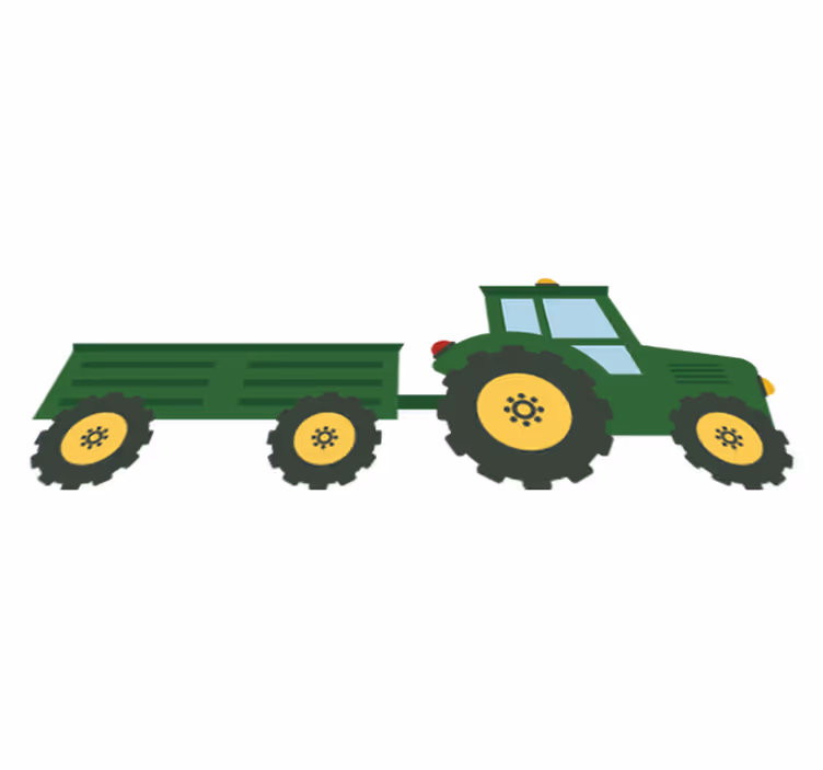 Tapis vinyle pour enfants tracteur et wagon vert - TenStickers