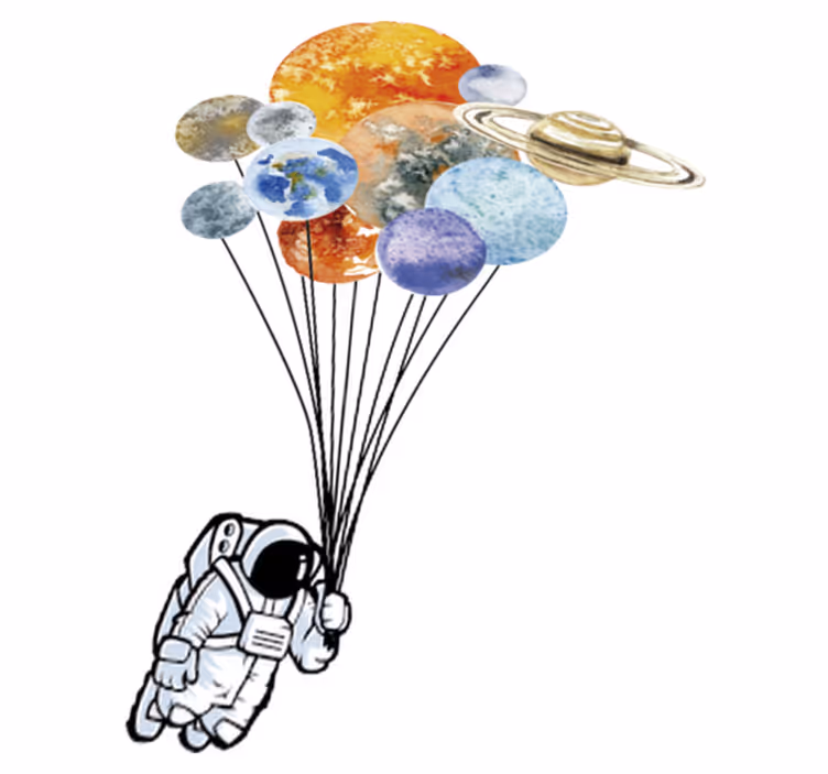 Tapis vinyle pour enfants astronaute avec ballons colorés - TenStickers