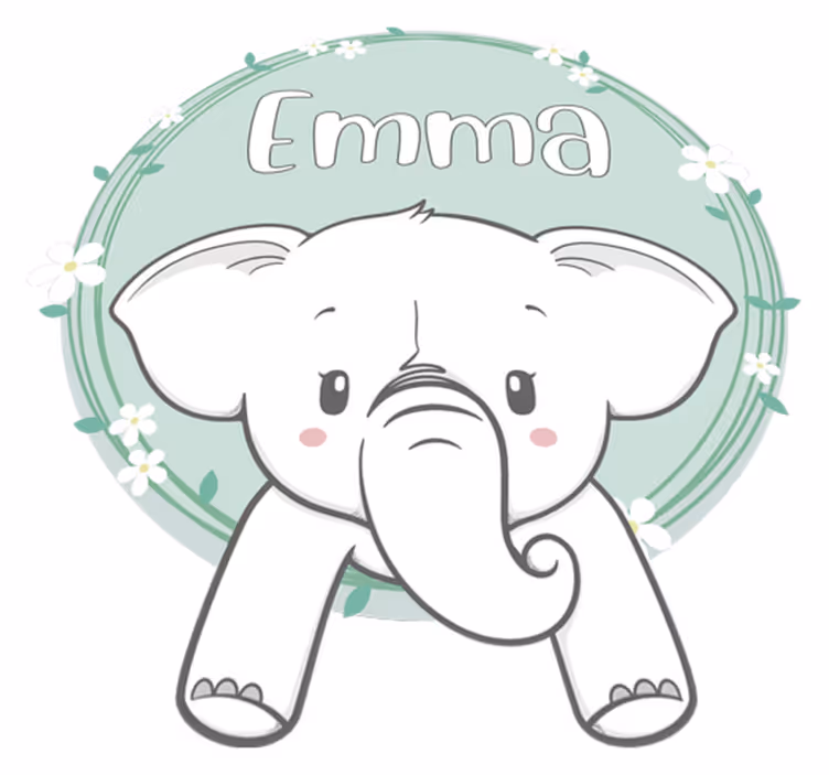 Tapis vinyle pour enfants éléphant avec prénom - TenStickers