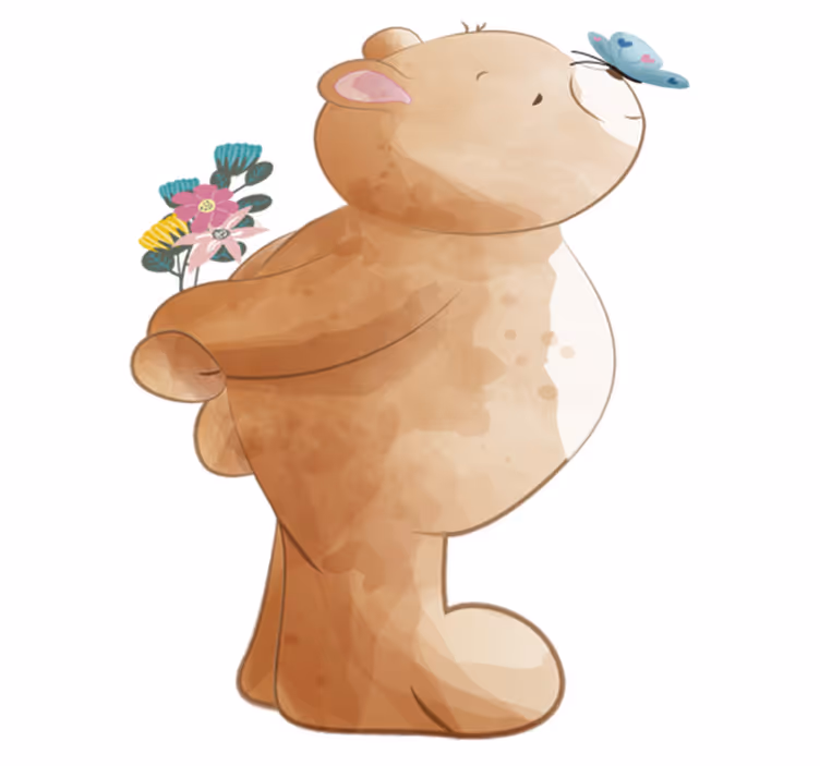 Tapis vinyle pour enfants autocollant ours et papillon - TenStickers