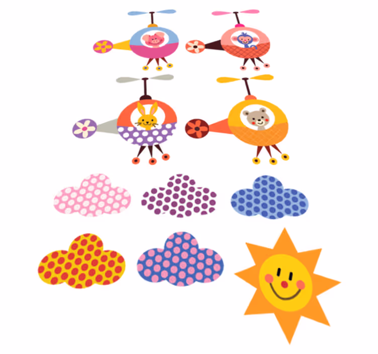 Tapis vinyle pour enfants animaux hélicoptère - TenStickers