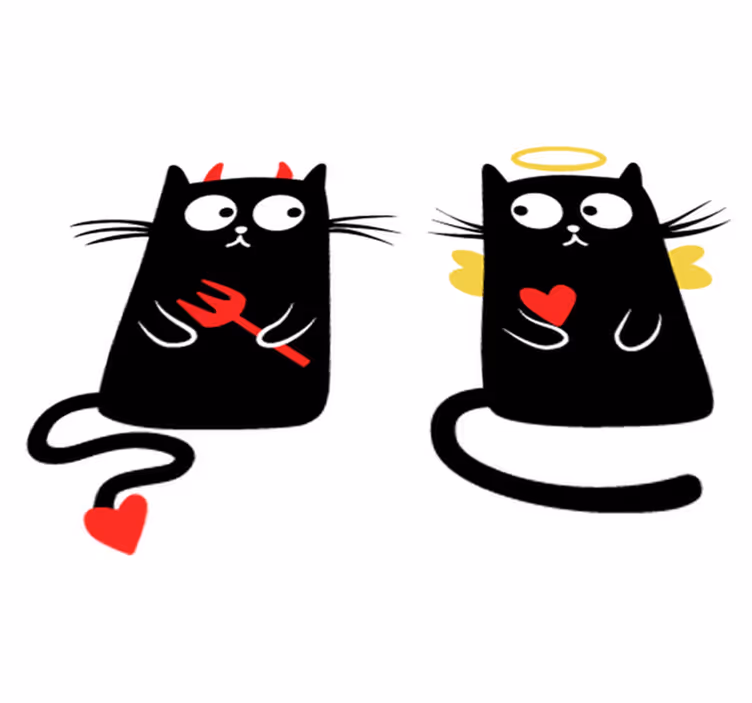 Tapis vinyle pour enfants chat gentil et méchant - TenStickers