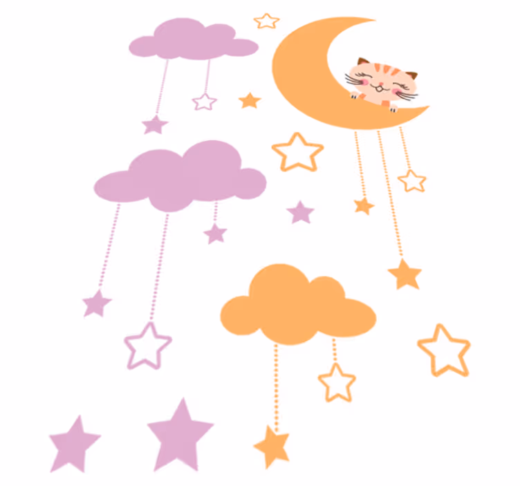 Tapis vinyle pour enfants sticker enfant lune chat - TenStickers
