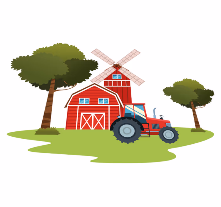 Tapis vinyle pour enfants tracteurs et arbres - TenStickers