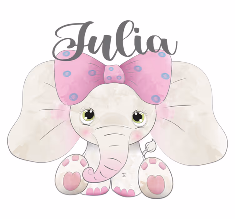 Tapis vinyle pour enfants éléphant avec bébé et prénom - TenStickers