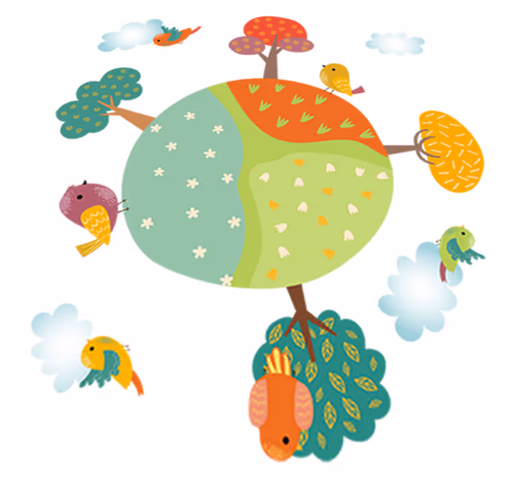 Tapis vinyle pour enfants printemps circulaire animaux - TenStickers