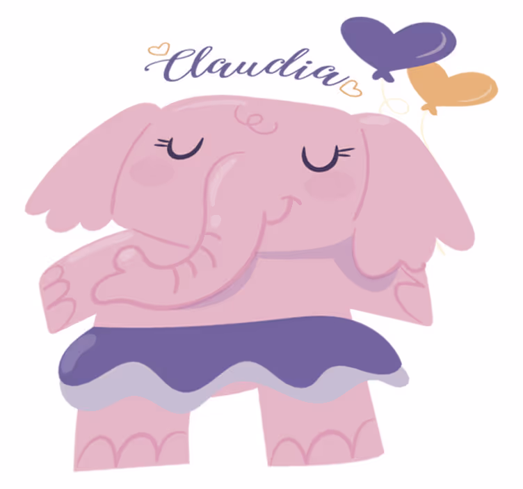 Tapis vinyle pour enfants éléphant rose avec prénom - TenStickers