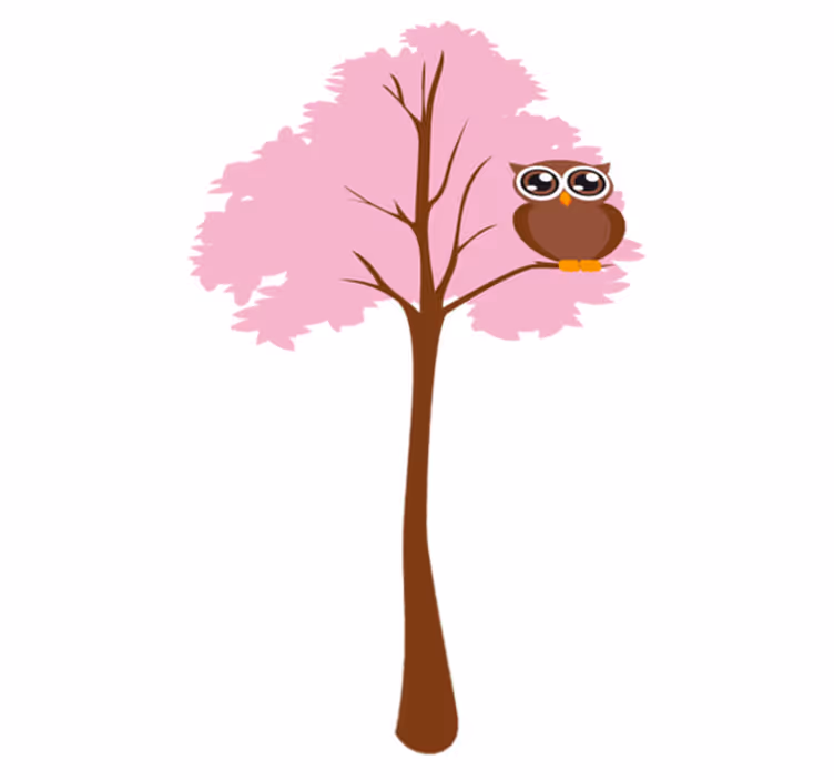Tapis vinyle pour enfants arbre rose avec hibou - TenStickers