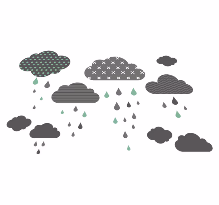Tapis vinyle pour enfants nuages gris et pluvieux - TenStickers