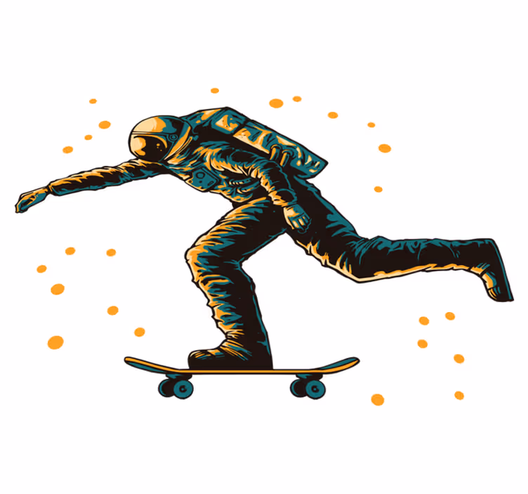 Tapis vinyle pour enfants astronaute skateboard - TenStickers