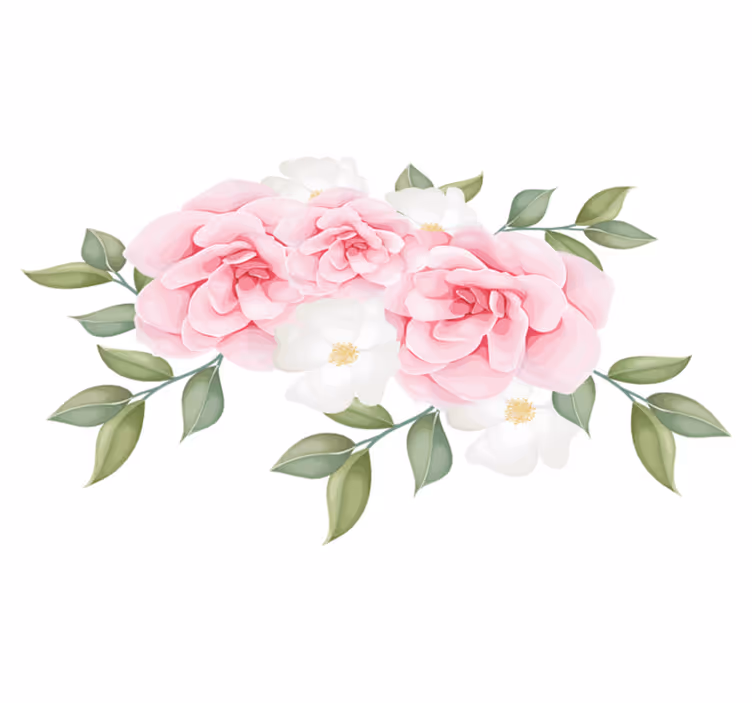 Tapis vinyle chambre fleurs élégantes en rose - TenStickers