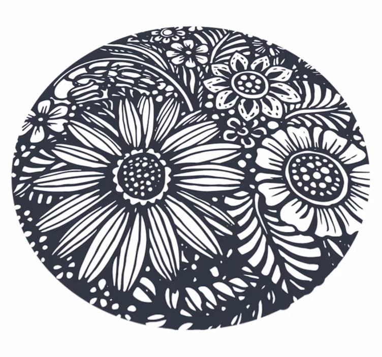 Tapis vinyle chambre motif fleurs rondes - TenStickers