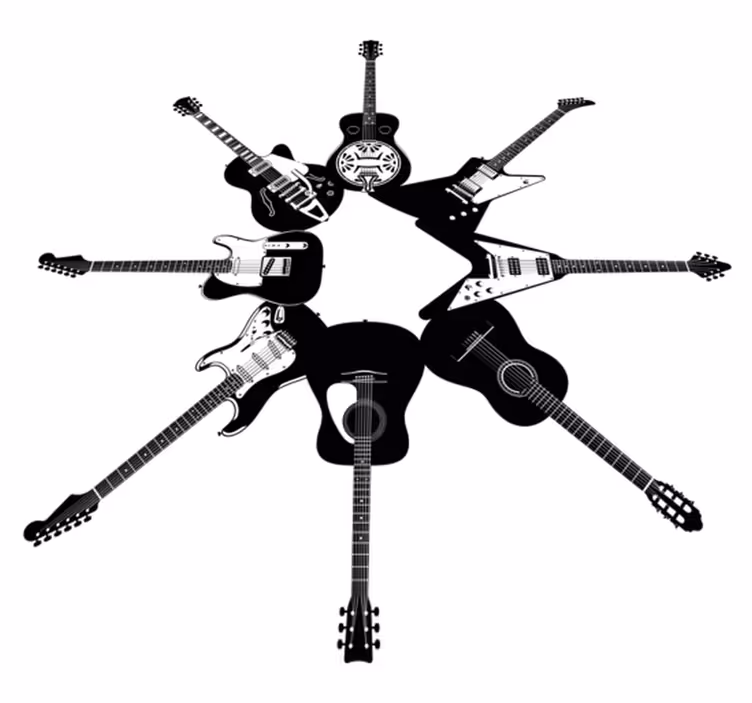 Tapis vinyle chambre guitares en cercle - TenStickers