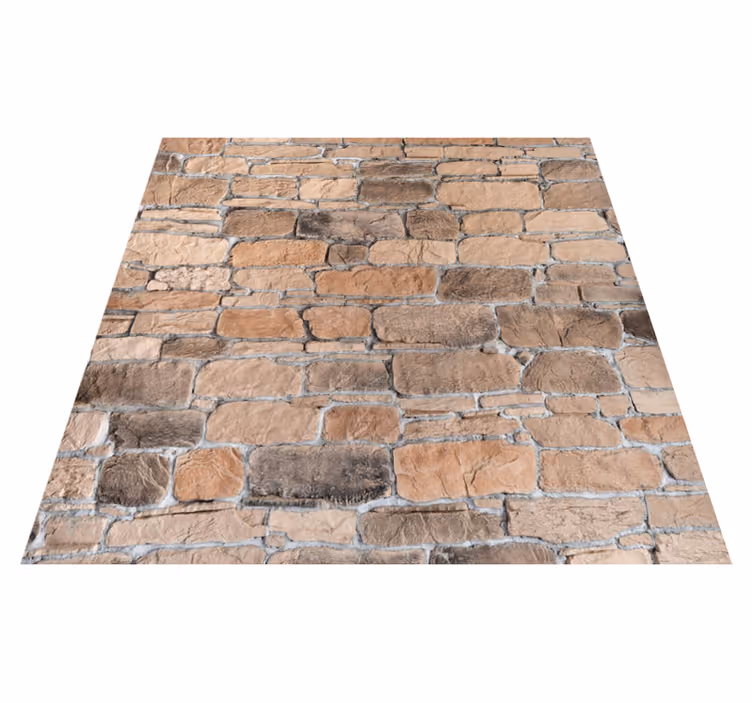 Tapis vinyle chambre motif rustique briques marron clair - TenStickers