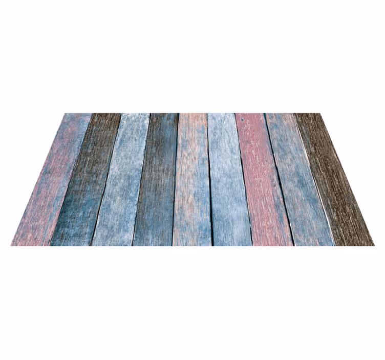 Tapis vinyle chambre planches en bois colorées rustiques - TenStickers