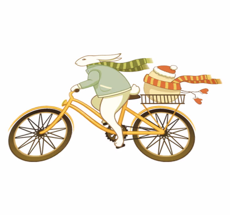 Tapis vinyle pour enfants lapin de pâques à vélo - TenStickers
