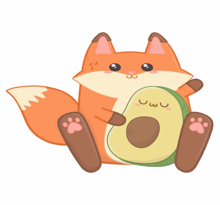 Tapis vinyle pour enfants renard kawaii avec avocat - TenStickers
