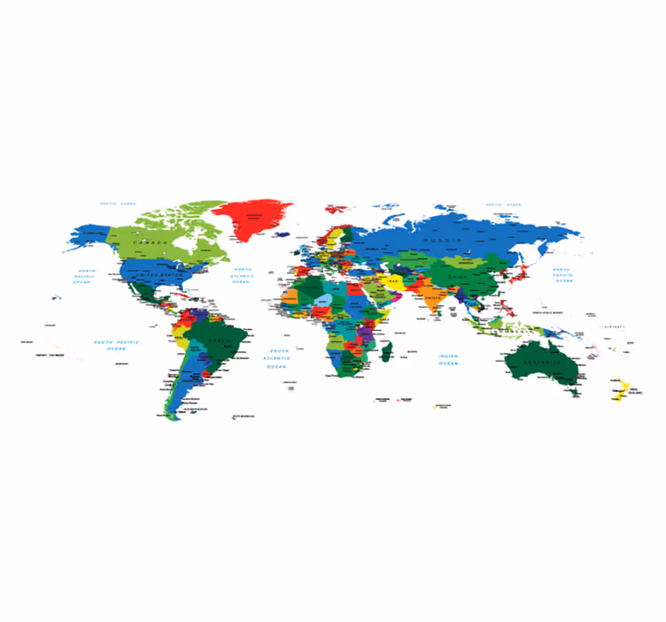 Tapis vinyle carte du monde en couleurs vives - TenStickers