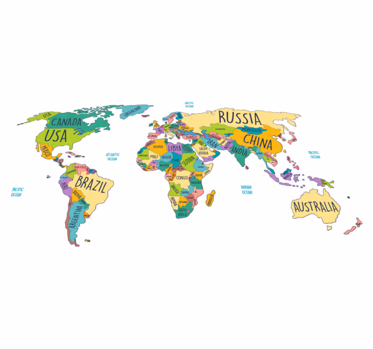 Tapis vinyle carte du monde politique - TenStickers