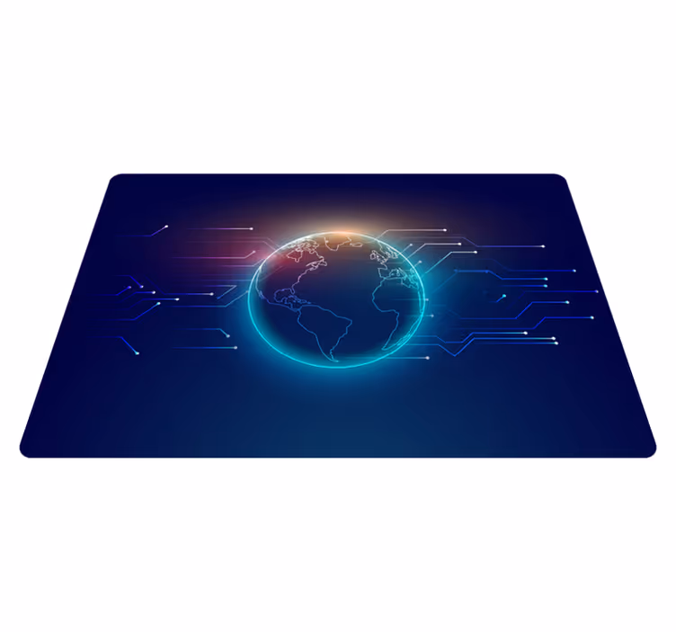 Tapis vinyle carte du monde géométrique télécom - TenStickers