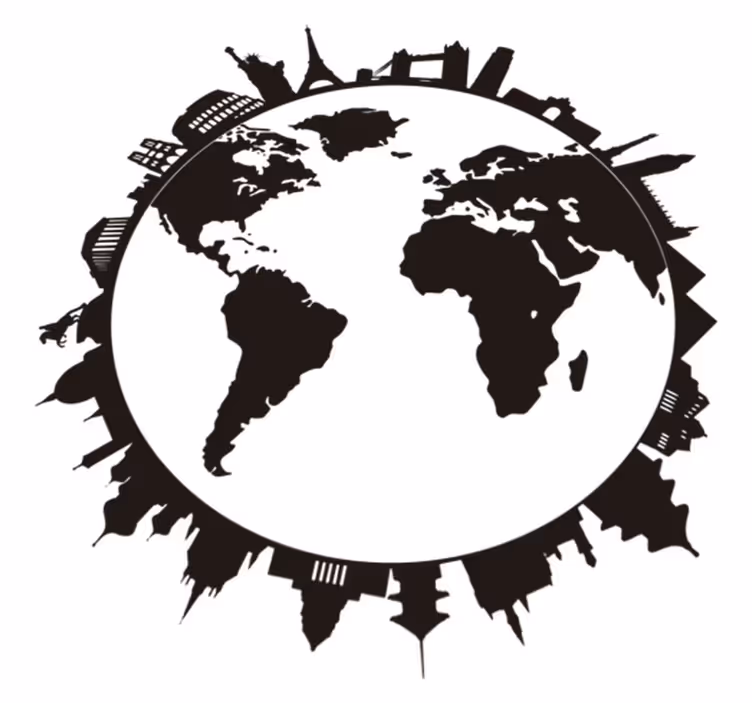 Tapis vinyle carte du monde avec monuments - TenStickers