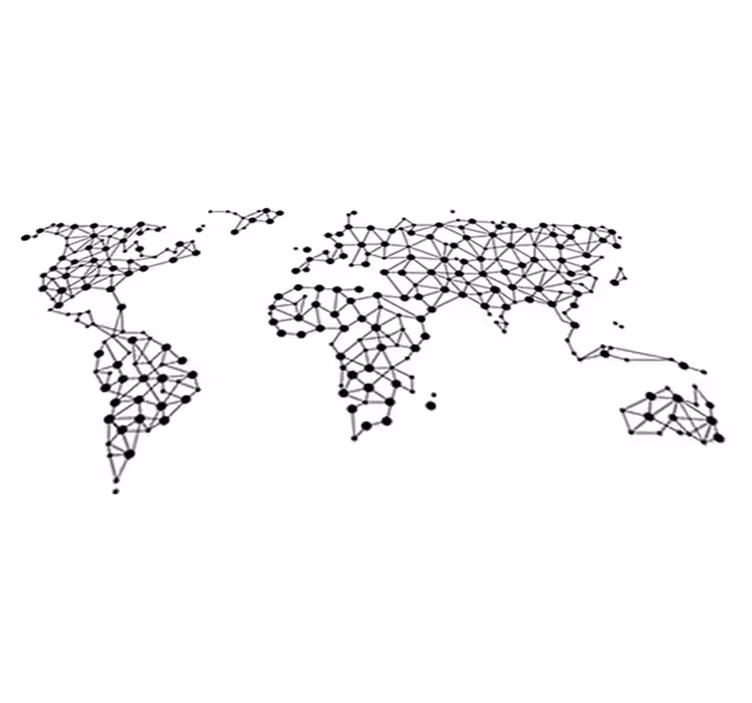 Tapis vinyle carte du monde points connectés - TenStickers
