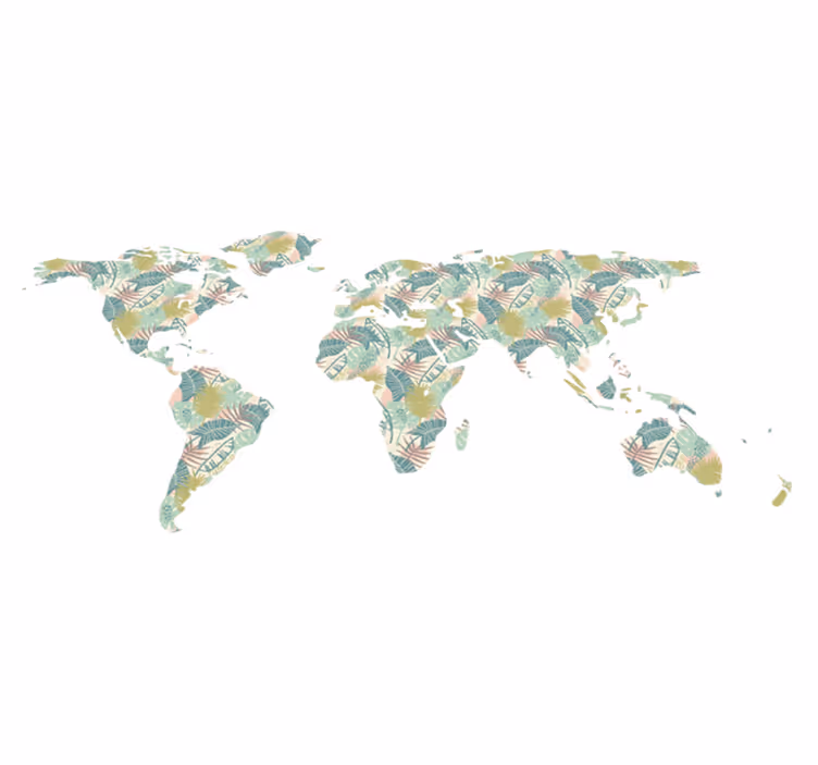 Tapis vinyle carte du monde tropicale - TenStickers