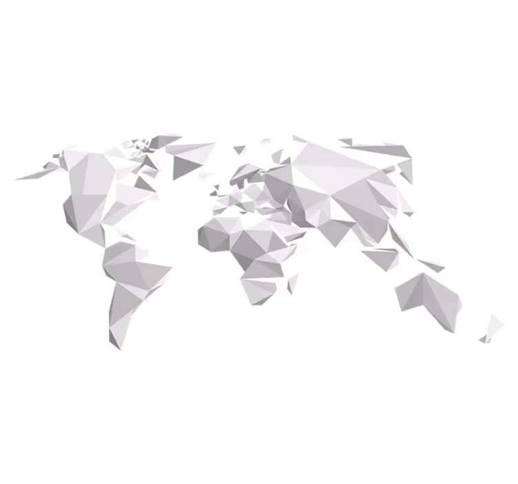 Tapis vinyle carte du monde design origami gris - TenStickers
