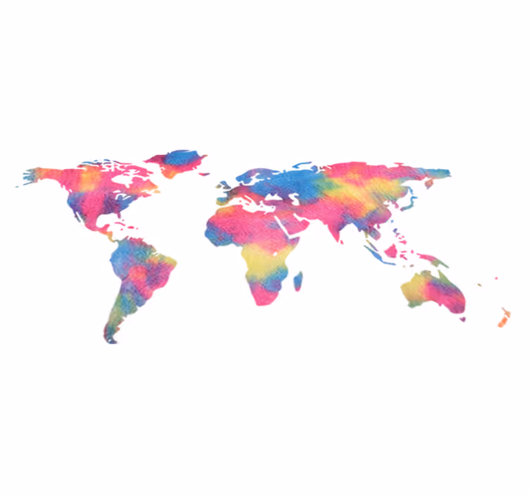 Tapis vinyle carte du monde design tie and dye - TenStickers