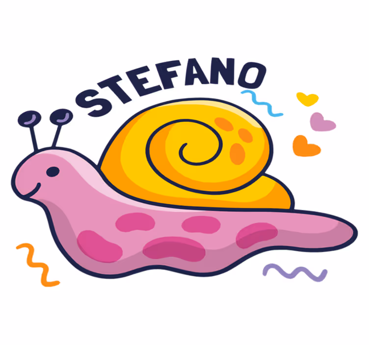 Tapis vinyle pour enfants escargot coloré avec nom - TenStickers