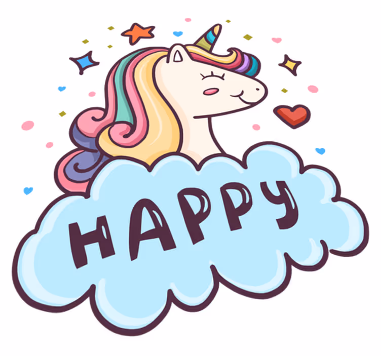 Tapis vinyle pour enfants tête de licorne dans les nuages - TenStickers
