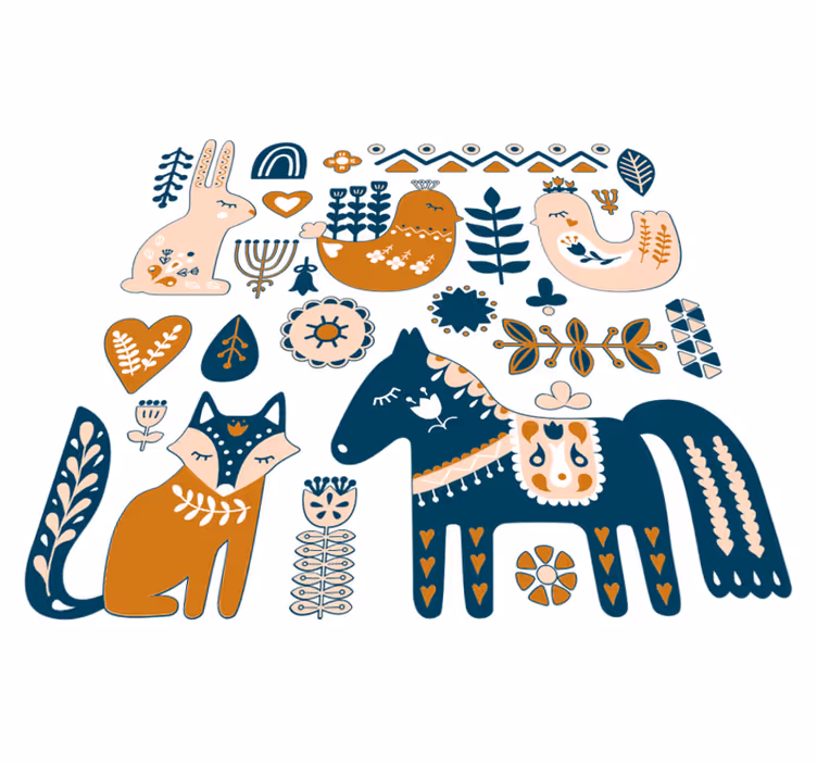 Tapis vinyle pour enfants animaux de la forêt nordique - TenStickers
