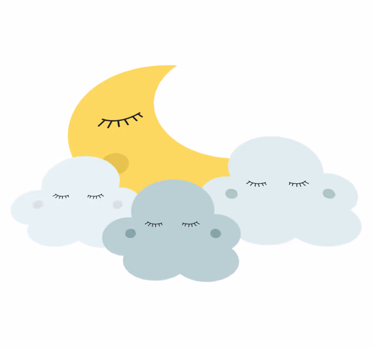 Tapis vinyle pour enfants lune et nuage heureux - TenStickers