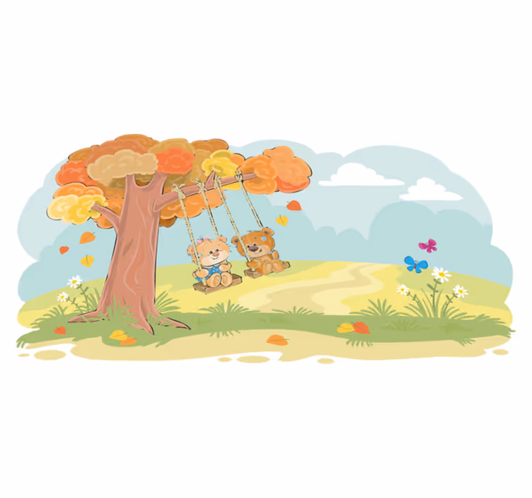 Tapis vinyle pour enfants ours en peluche en forêt - TenStickers