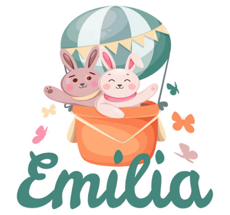 Tapis vinyle pour enfants lapins personnalisés en ballon - TenStickers