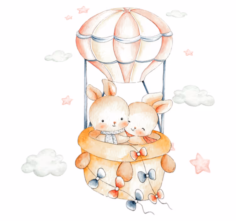 Tapis vinyle pour enfants montgolfière lapin - TenStickers