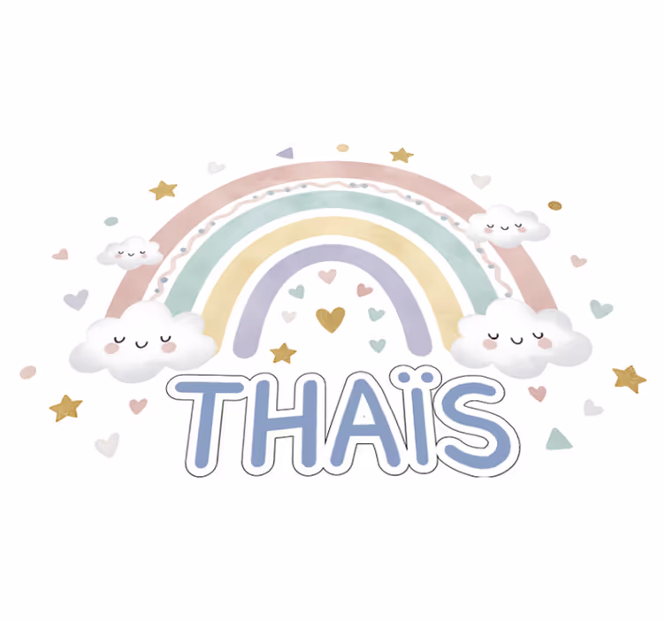 Tapis vinyle pour enfants arc-en-ciel avec prénom - TenStickers